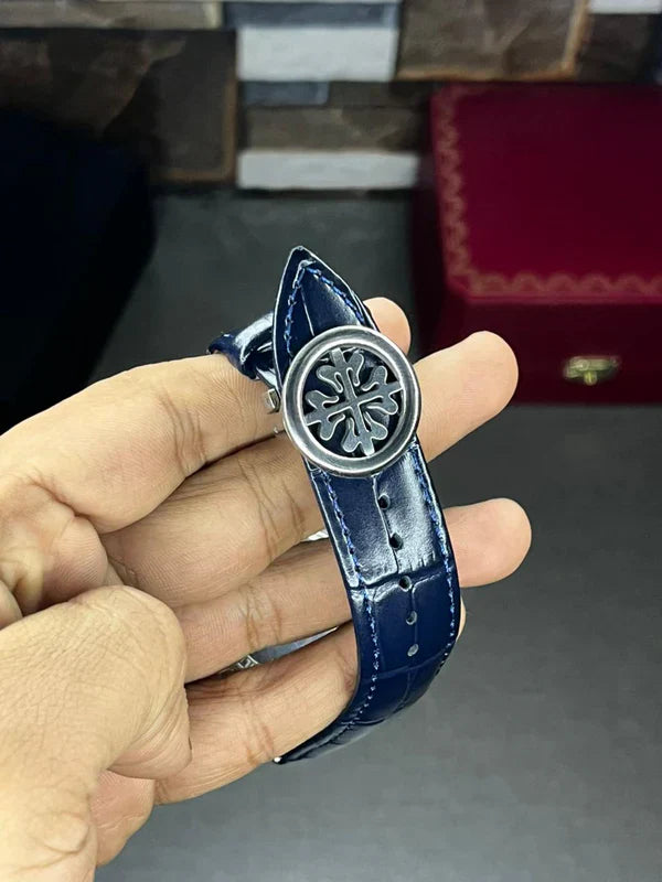 Patek Nautilus Leather Strap Master Lock - Full Blue