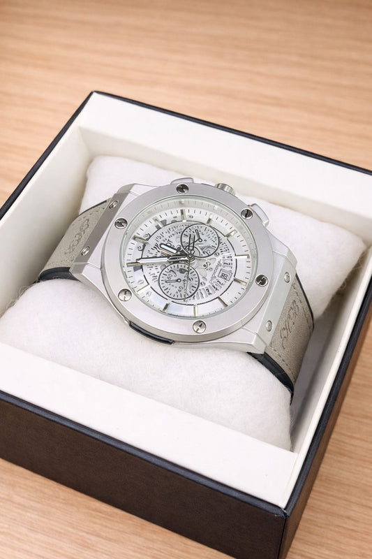 Hublot Skeleton Leather Straps - Premium Watch - Full Grey