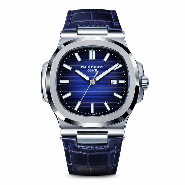 Patek Nautilus Leather Strap Master Lock - Full Blue