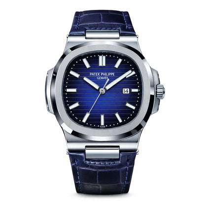 Patek Nautilus Leather Strap Master Lock - Full Blue