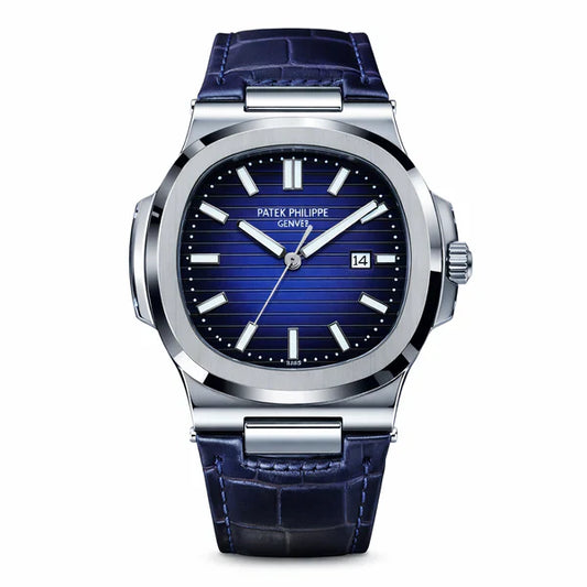 Patek Nautilus Leather Strap Master Lock - Full Blue