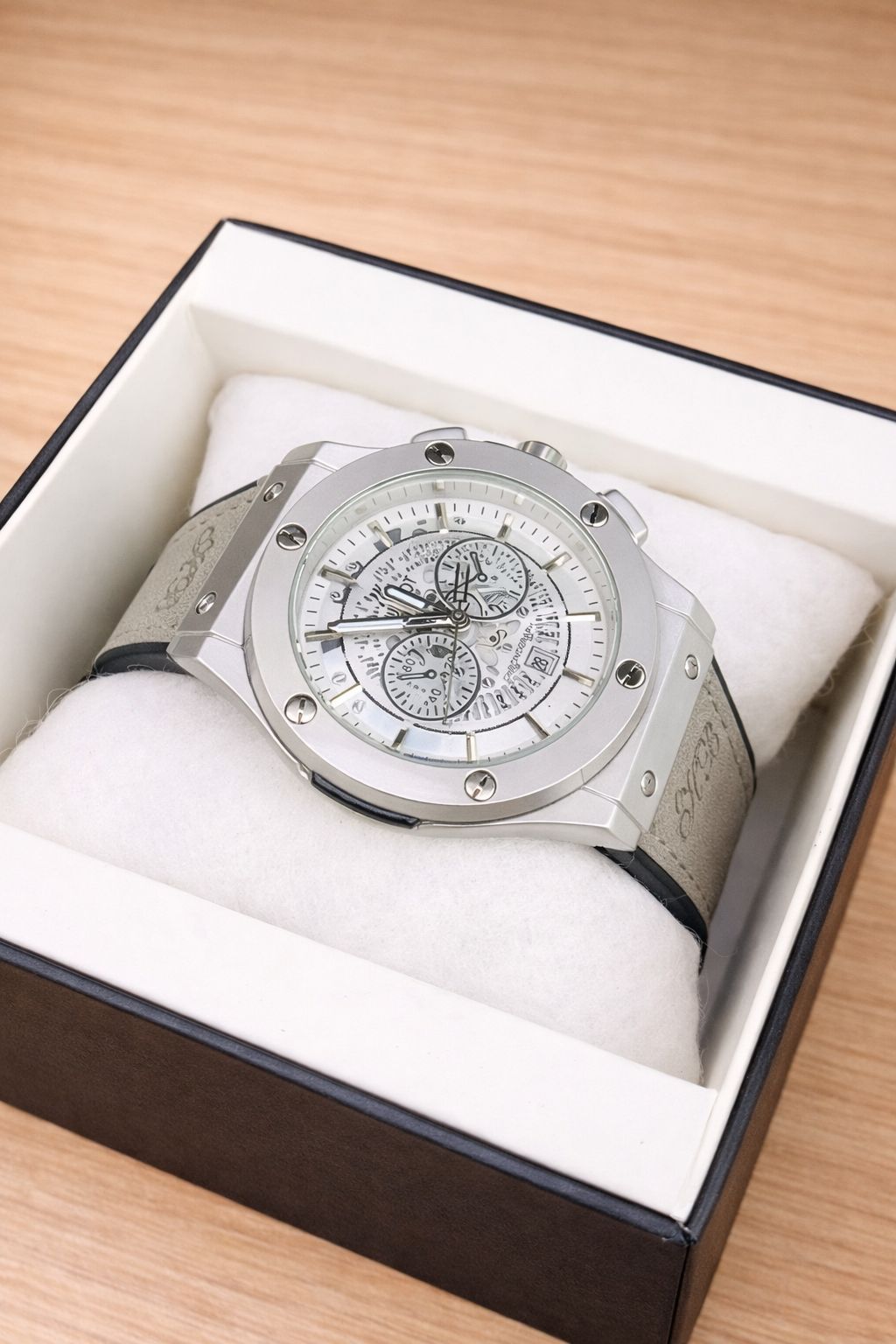 Hublot Skeleton Leather Straps - Premium Watch - Full Grey